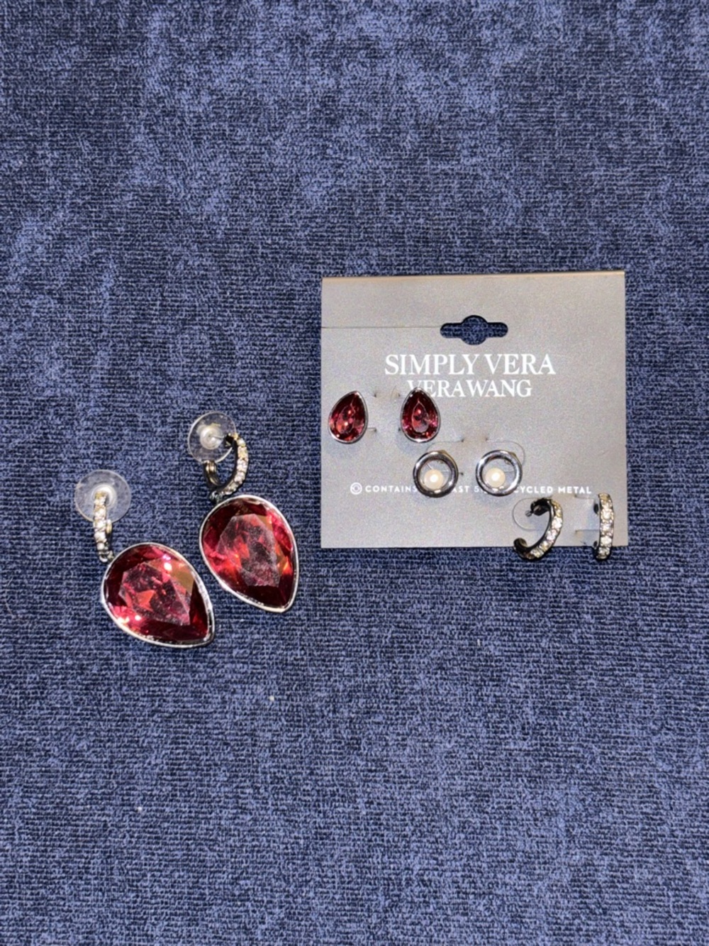 Simply Vera Vera Wang Red Teardrop and Stud Earring Set